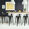 Set of 4 Metal Counter Height Dining Chairs with Low Back and Rubber Feet Suitable to Any Space